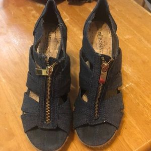 Blue Denim Zipper Wedge